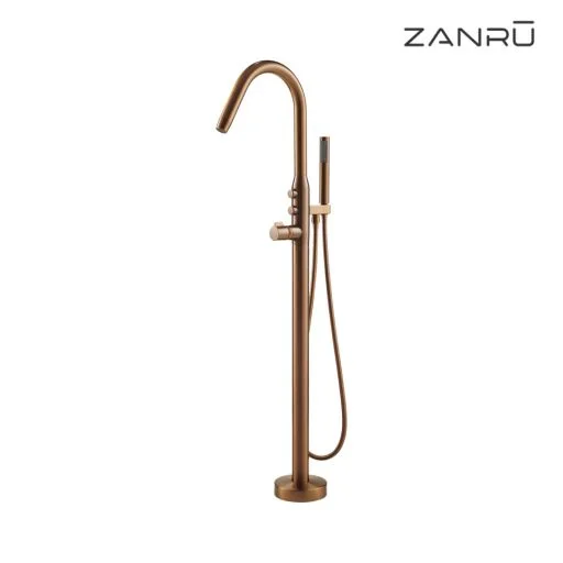 ZANRU Freestanding Bath Filler & Hand shower with Push Button ZN822HAORX | Bath Filler - Floor Mounted