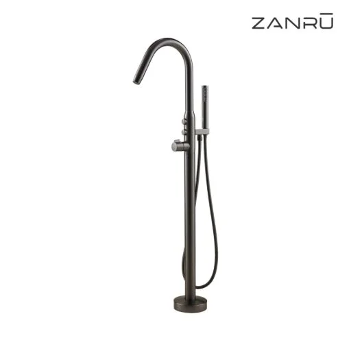 ZANRU Freestanding Bath Filler & Hand shower with Push Button ZN822HAORX | Bath Filler - Floor Mounted